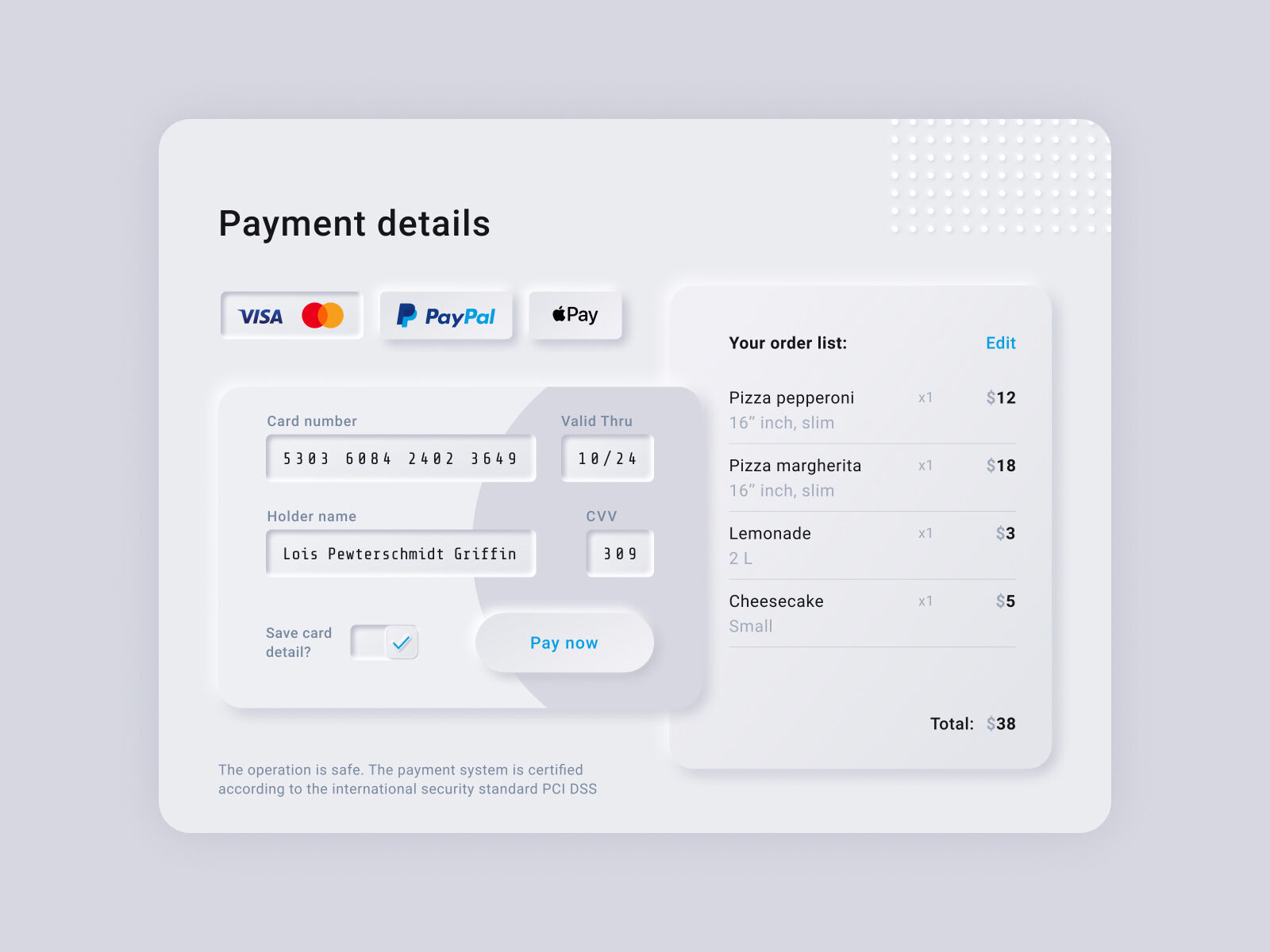 Payment details concept 