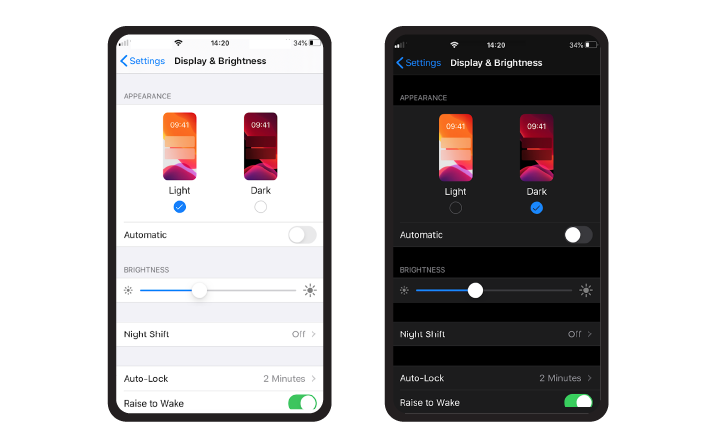 Light and dark modes in iOS